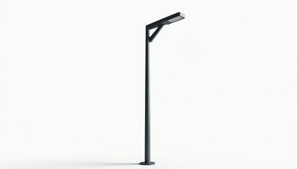 Obraz premium Modern street lamp stands isolated. This single pole light fixture uses LED technology for efficient illumination. It is ready for urban or architectural use.