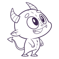Fototapeta premium Basic Demon Chibi Outline 1