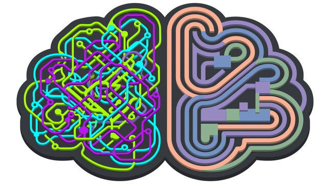 A vibrant, abstract illustration of interconnected pathways, suggesting complex thought processes and innovation. Ideal for tech blogs, marketing mate