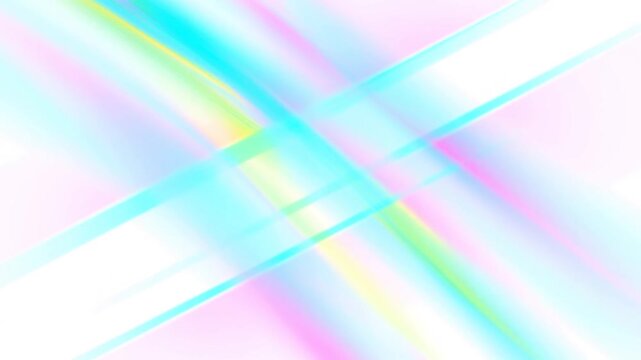 Slow motion abstract light streaks drifting across soft pastel background in studio backdrop with diagonal colorful gradient ribbons sweeping across white minimal set