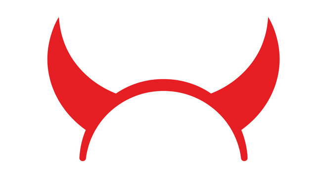 red devil horns silhouette on white background