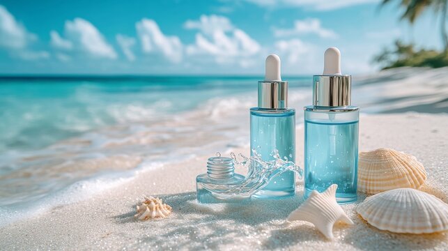 Summer beach beauty cosmetics products
