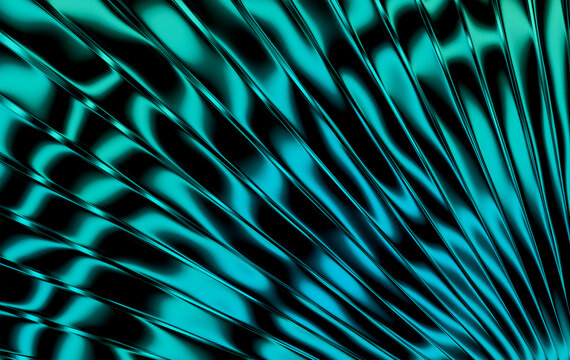 Radiating Metallic Waves in Turquoise and Black Creating Motion and Depth Background