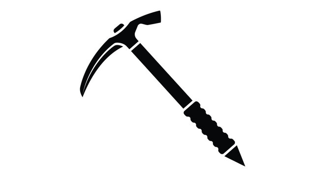 ice axe silhouette on white background high quality