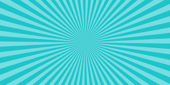 Comic book speed lines, blue sunburst. A pop art style exploding rays of light background.