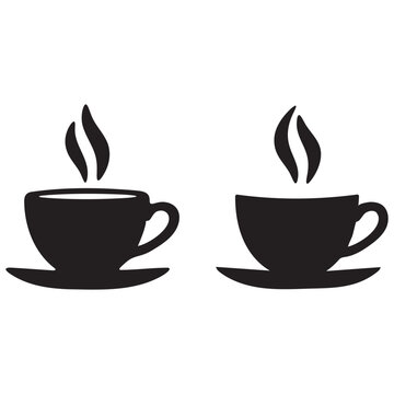 coffee cups silhouette with steam on white background high quality professional detailed modern elegant stylish clean