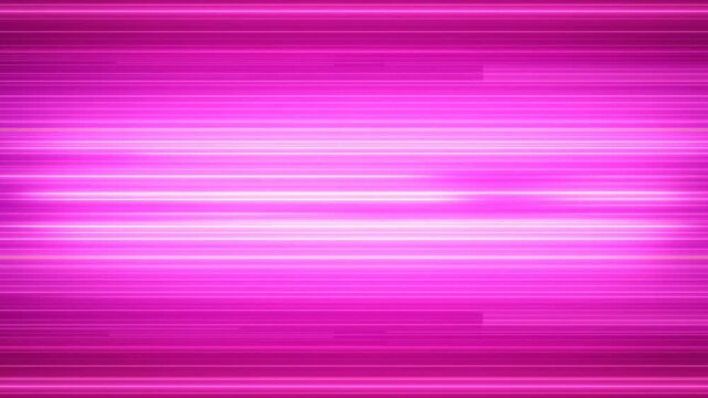 Tracking shot of horizontal neon light streaks sliding across magenta gradient background in abstract studio animation loop
