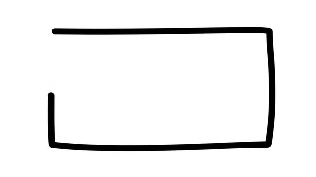 Static shot of marker drawing rectangular outline on white background showing step by step shape construction