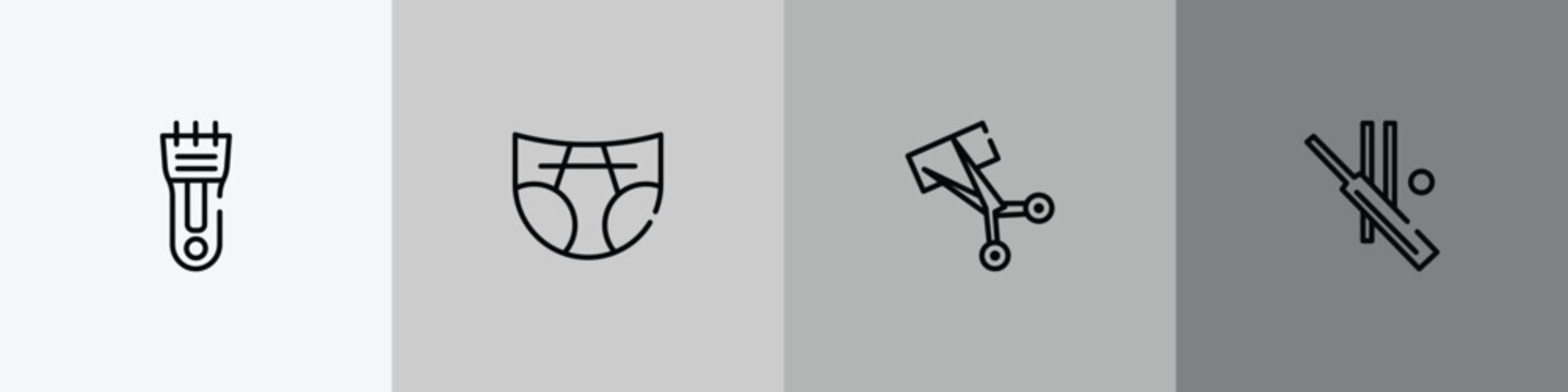 insects outline icon set featuring hair clipper, diapers, trimming, cricket icons.