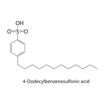 Dodecylbenzene skeletal structure. aromatic compound schematic illustration. Simple diagram, chemical formula.