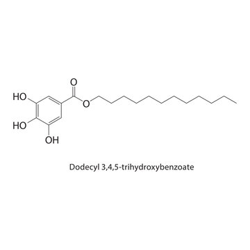 Dodecyltetraethylene glycol monoether skeletal structure. ether compound schematic illustration. Simple diagram, chemical formula.