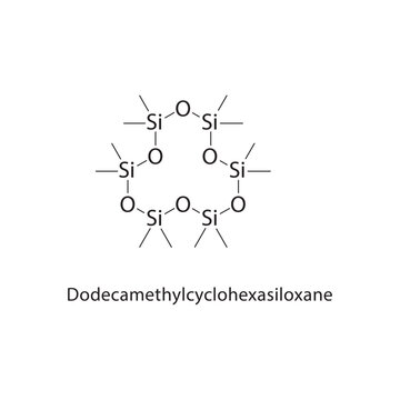 Dodecamethylcyclohexasiloxane skeletal structure. siloxane compound schematic illustration. Simple diagram, chemical formula.