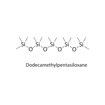 Dodecamethylpentasiloxane skeletal structure. siloxane compound schematic illustration. Simple diagram, chemical formula.