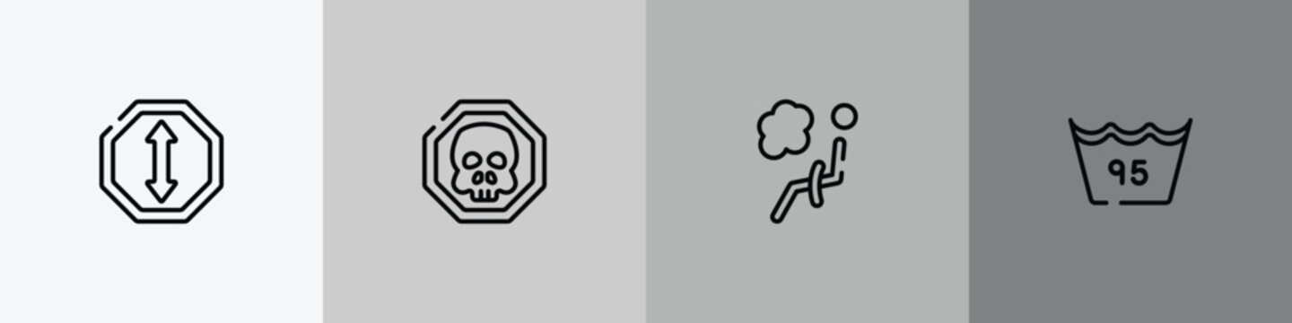 car dashboard signals outline icon set featuring ahead, death, airbag, null icons.