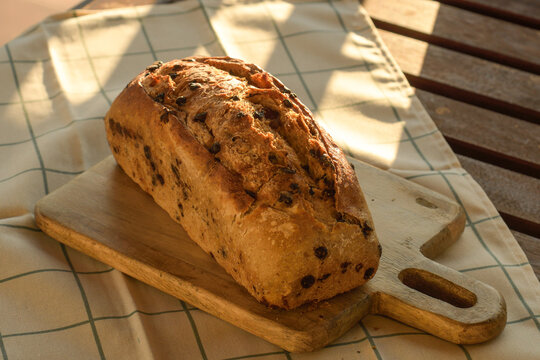 Artisan bread on a wooden board