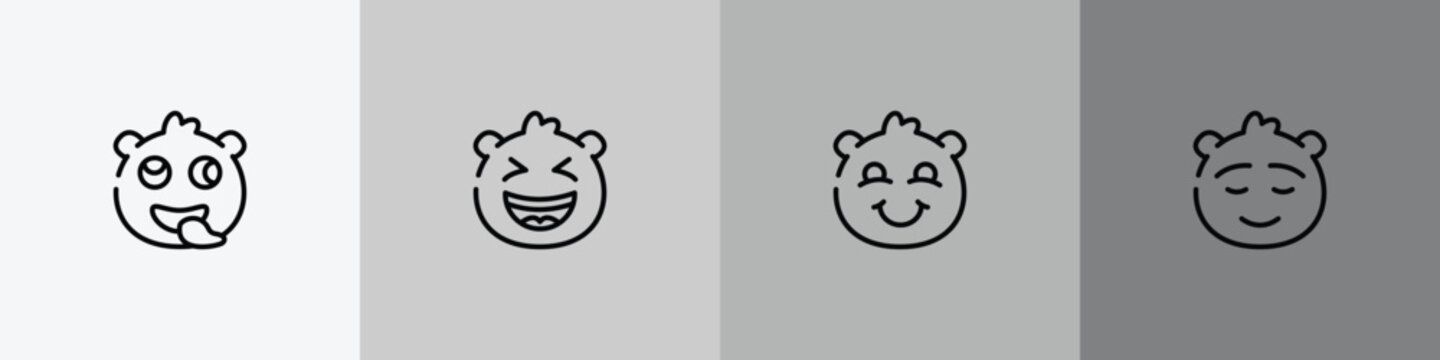 emoji outline icon set featuring stupid emoji, laugh emoji, blushing calm icons.
