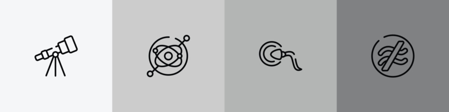 math symbols outline icon set featuring astronomy, gyroscope, fertilization, is approximately equal to icons.