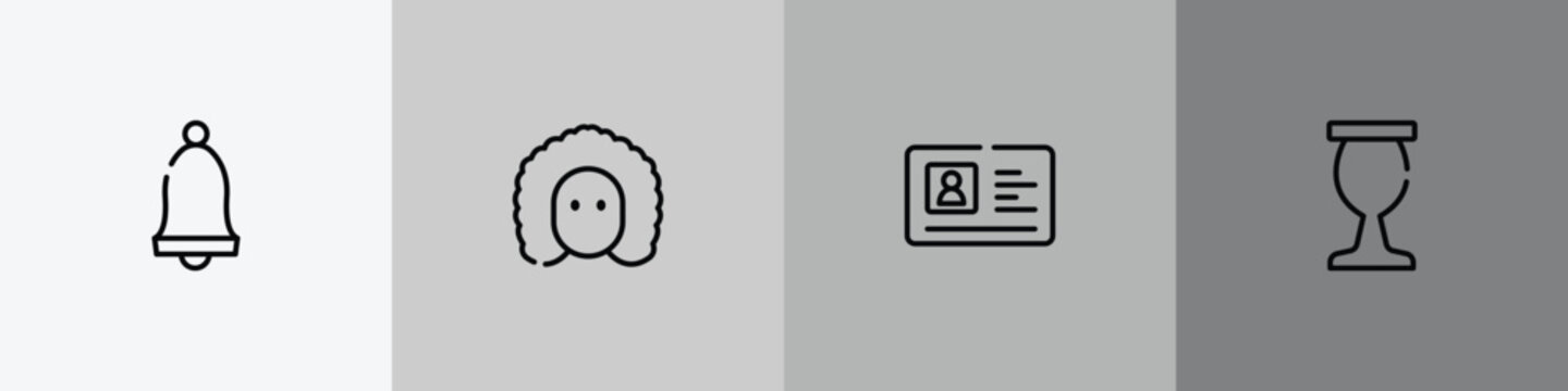 sports outline icon set featuring school alarm, newton, driving license, sports and competition icons.