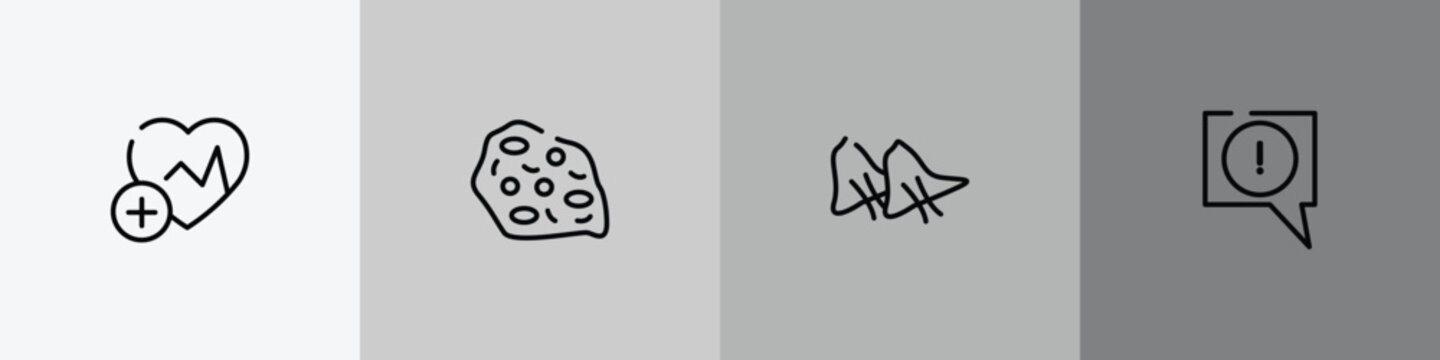 outline icon set featuring health, amoeba, smallpox, atention icons.