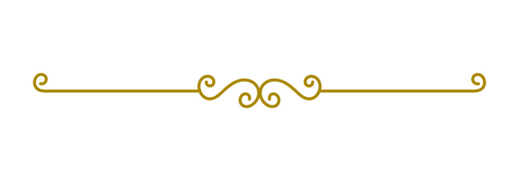 Golden ornamental flourish divider elegant decorative swirl line