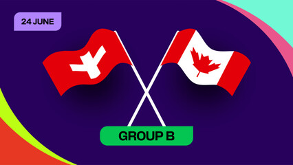 Switzerland vs Canada Match Football 2026 Group B Tournament Announcement Sport Vector Graphic. © lunarts_studio