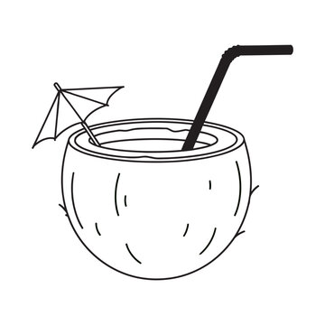 coconut summer icon element drink minimalist graphic umbrella resource