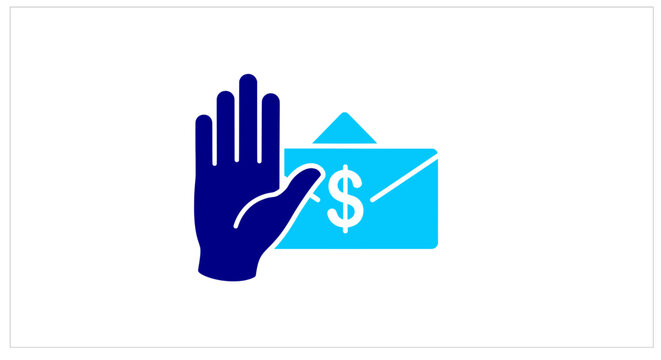 Stop bribery and corruption flat icon. Anti corruption business symbol