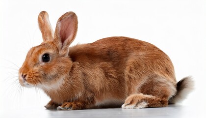 Fototapeta premium cute brown domestic rabbit on white background