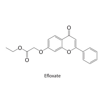 Efloxate skeletal structure. vasodilator compound schematic illustration. Simple diagram, chemical formula.