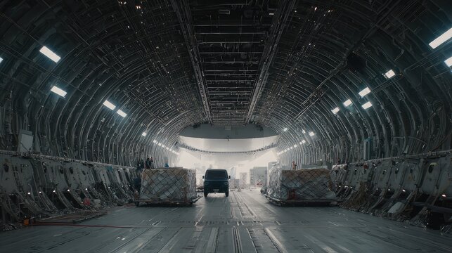 Cargo plane loading logistics and transport operations