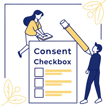 People interacting with large consent checkbox form
