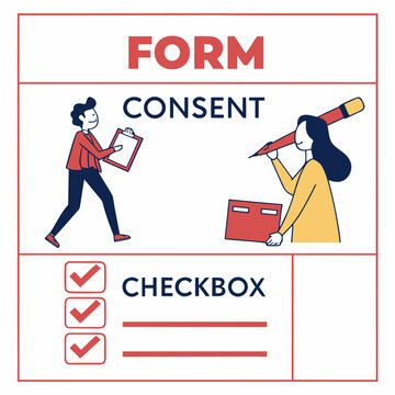 Form consent checkbox illustration with people