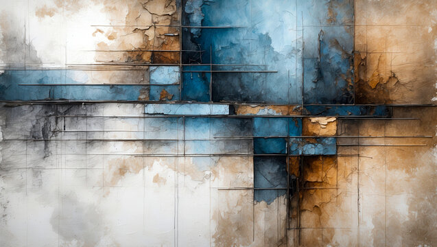 Rectangular abstract of blue and brown