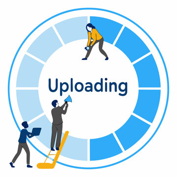 People uploading data to a circular progress bar