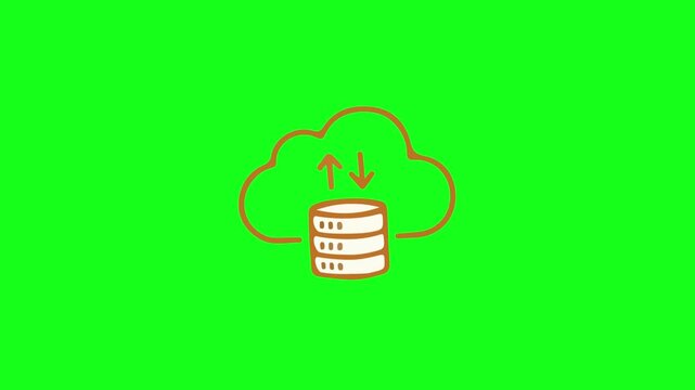 Cheerful cloud icon with stacked database representing cloud computing technology.