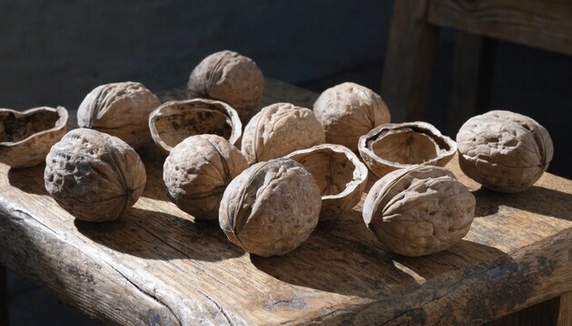 walnuts on wooden background