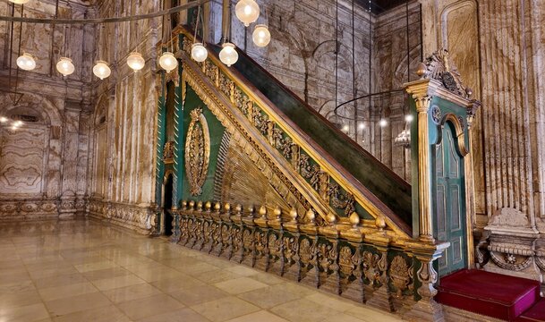 A view of the historic Muhammad Ali Pasha Mosque in Cairo, Egypt. This mosque was built in the 19th century.