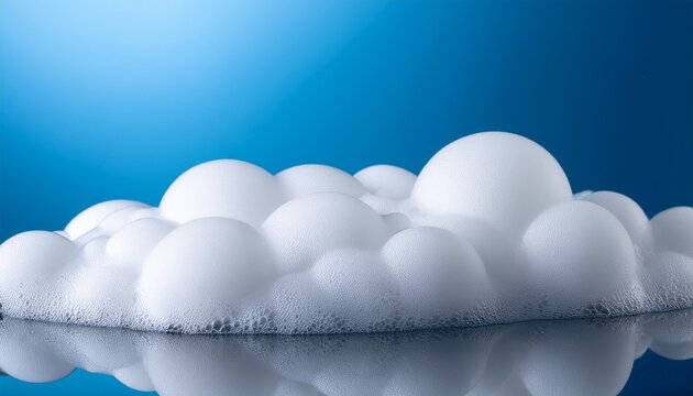 airy white soapy foam pile and bubbles isolated against a bright background macro shot showing the delicate texture of the suds and cleaning bubbles light detergent abstract