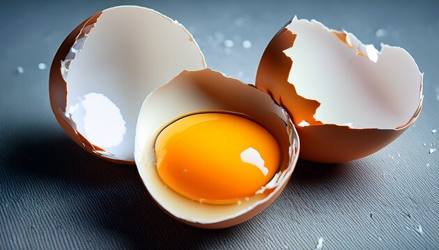 broken egg with yolk and white close up
