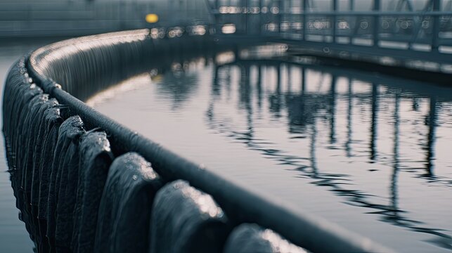 Water treatment plant clarifier processing industrial wastewater