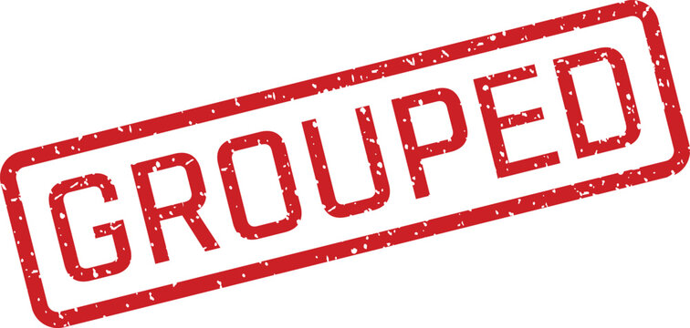 Red rubber stamp with the word 'grouped' official document marking