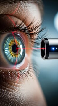 Futuristic Eye Scan with Laser for Biometric Security and Advanced Technology Access