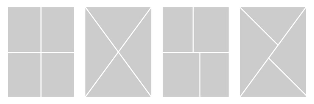 Set of comic 4 frame photo collage layout