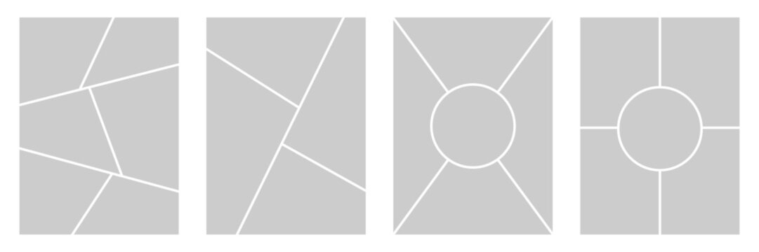 Set of comic 4 frame photo collage layout