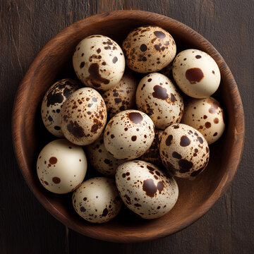 Top view of quail eggs with cream colored shells