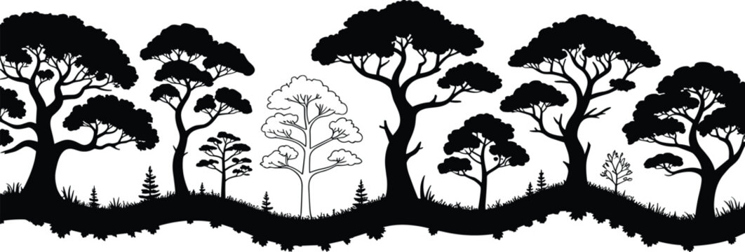 Black tree silhouettes on white background Vector