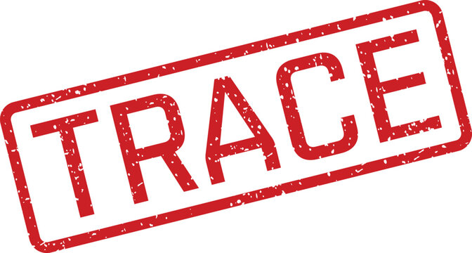 Red rubber stamp with the word 'trace' official document marking