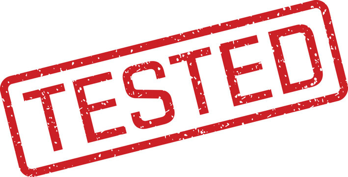 Red 'tested' stamp impression on white background