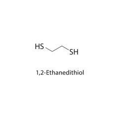 Fototapeta premium 1,2-Ethanedithiol skeletal structure. dithiol compound schematic illustration. Simple diagram, chemical formula.
