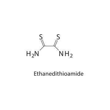 Ethanedithioamide skeletal structure. thioamide compound schematic illustration. Simple diagram, chemical formula.